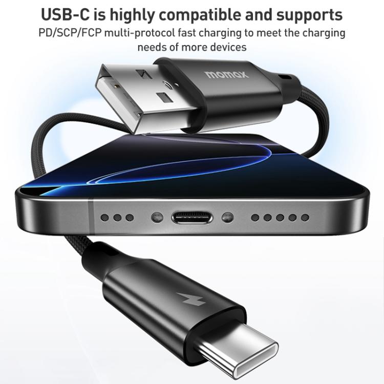 MOMAX DA60 66W USB to USB-C / Type-C Magnetic Braided Fast Charging Cable, Length:1m(Titanium Gold) - USB-C & Type-C Cable by MOMAX | Online Shopping UK | buy2fix