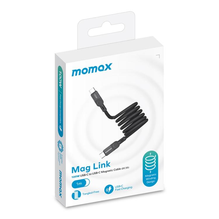 MOMAX DC35 100W USB-C / Type-C to USB-C / Type-C Magnetic Braided Data Cable, Length:1m(Black) - USB-C & Type-C Cable by MOMAX | Online Shopping UK | buy2fix