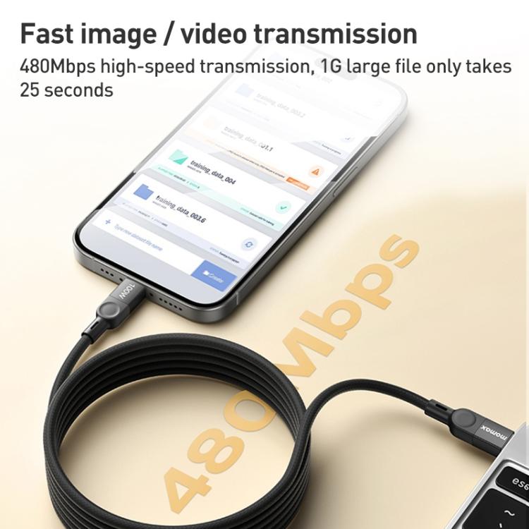 MOMAX DC36 100W USB-C / Type-C to USB-C / Type-C Magnetic Braided Data Cable, Length:2m(Titanium Gold) - USB-C & Type-C Cable by MOMAX | Online Shopping UK | buy2fix