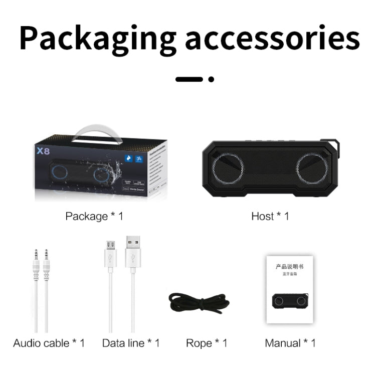 X8 Wireless Bluetooth Speaker IPX7 Waterproof Color Light Subwoofer(Light Blue) - Waterproof Speaker by buy2fix | Online Shopping UK | buy2fix