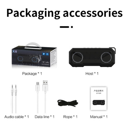 X8 Wireless Bluetooth Speaker IPX7 Waterproof Color Light Subwoofer(Light Blue) - Waterproof Speaker by buy2fix | Online Shopping UK | buy2fix