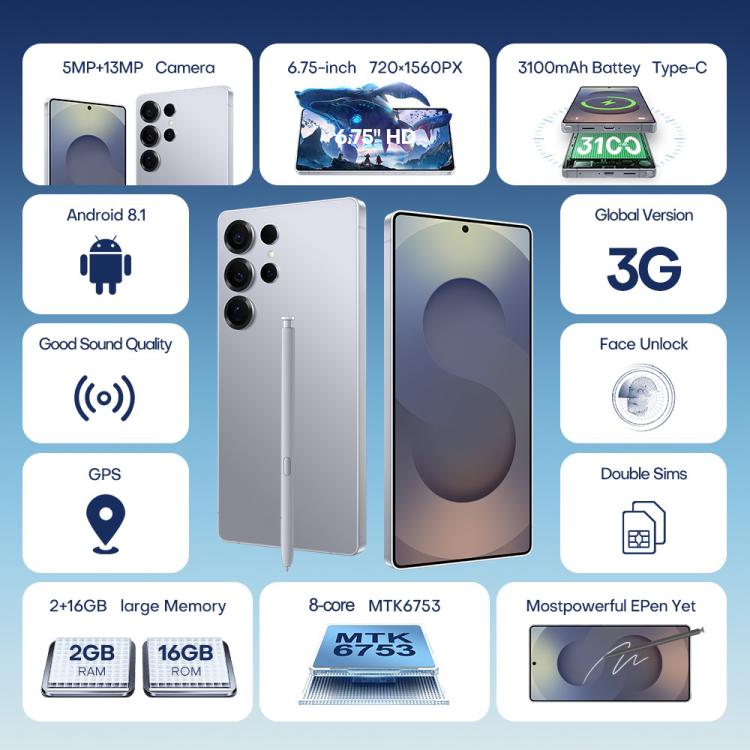 F10 / S25 Ultra, 2GB+16GB, 6.75 inch Android 8.1 MTK6753 Octa Core, Network: 3G, Dual SIM, Plug:US Plug(Titanium Grey) -  by buy2fix | Online Shopping UK | buy2fix