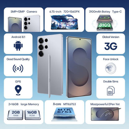 F10 / S25 Ultra, 2GB+16GB, 6.75 inch Android 8.1 MTK6753 Octa Core, Network: 3G, Dual SIM, Plug:EU Plug(Titanium Grey) -  by buy2fix | Online Shopping UK | buy2fix