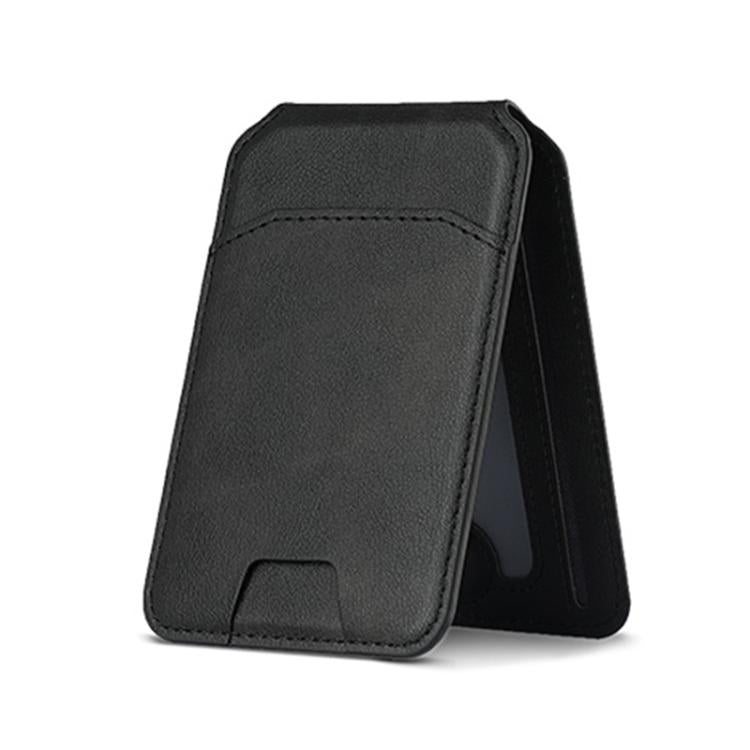 Multifunctional MagSafe Magnetic Bracket Leather Card Bag(Black) - Adhesive Card Holders by buy2fix | Online Shopping UK | buy2fix