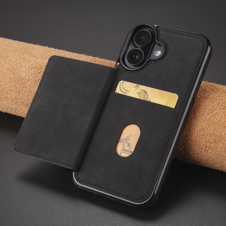 For iPhone 16 Forwenw F8 Series 2 in 1 Magnetic Card Slot Leather Phone Case(Black) - iPhone 16 Cases by Forwenw | Online Shopping UK | buy2fix