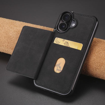 For iPhone 16 Forwenw F8 Series 2 in 1 Magnetic Card Slot Leather Phone Case(Black) - iPhone 16 Cases by Forwenw | Online Shopping UK | buy2fix