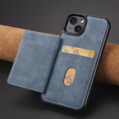 For iPhone 15 Plus Forwenw F8 Series 2 in 1 Magnetic Card Slot Leather Phone Case(Blue) - iPhone 15 Plus Cases by Forwenw | Online Shopping UK | buy2fix