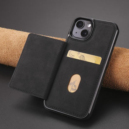 For iPhone 15 Forwenw F8 Series 2 in 1 Magnetic Card Slot Leather Phone Case(Black) - iPhone 15 Cases by Forwenw | Online Shopping UK | buy2fix