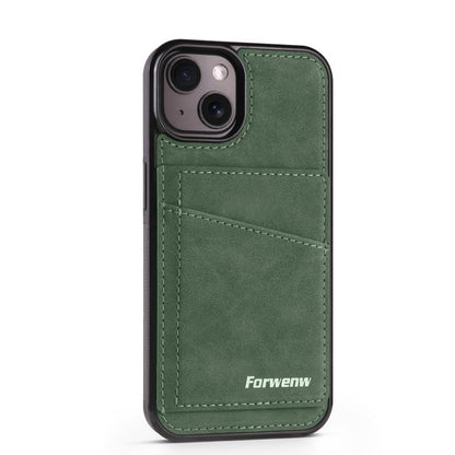 For iPhone 13 Forwenw F8 Series 2 in 1 Magnetic Card Slot Leather Phone Case(Green) - iPhone 13 Cases by Forwenw | Online Shopping UK | buy2fix