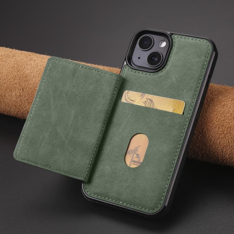 For iPhone 13 Forwenw F8 Series 2 in 1 Magnetic Card Slot Leather Phone Case(Green) - iPhone 13 Cases by Forwenw | Online Shopping UK | buy2fix