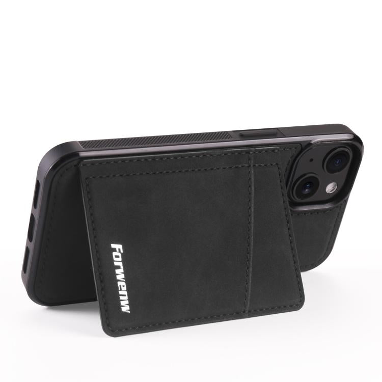 For iPhone 13 mini Forwenw F8 Series 2 in 1 Magnetic Card Slot Leather Phone Case(Black) - iPhone 13 mini Cases by Forwenw | Online Shopping UK | buy2fix