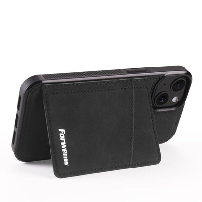 For iPhone 13 mini Forwenw F8 Series 2 in 1 Magnetic Card Slot Leather Phone Case(Black) - iPhone 13 mini Cases by Forwenw | Online Shopping UK | buy2fix