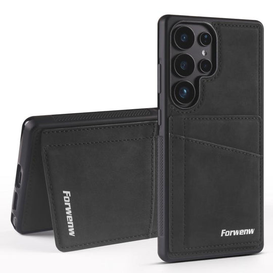 For Samsung Galaxy S25 Ultra 5G Forwenw F8 Series 2 in 1 Magnetic Card Slot Leather Phone Case(Black)
