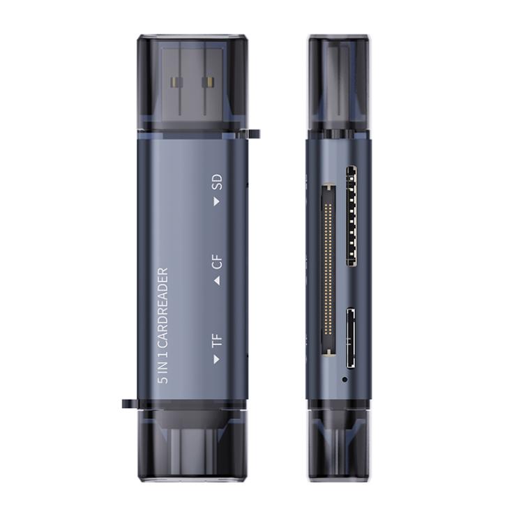 ADS-318 Type-C 5 in 1 Multi-Function Card Reader(Grey) - U Disk & Card Reader by buy2fix | Online Shopping UK | buy2fix