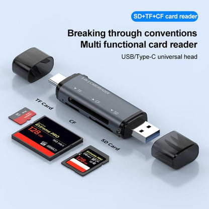 ADS-318 Type-C 5 in 1 Multi-Function Card Reader(Grey) - U Disk & Card Reader by buy2fix | Online Shopping UK | buy2fix
