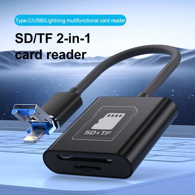 2 in 1 SD + TF Card Slot Reader, Interface:Type-C(Black) -  by buy2fix | Online Shopping UK | buy2fix