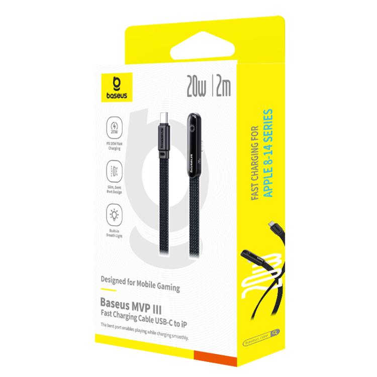 Baseus MVP Series 3 20W Type-C to 8 Pin Fast Charging Data Cable, Length: 2m(Black) - 2 in 1 Cable by buy2fix | Online Shopping UK | buy2fix