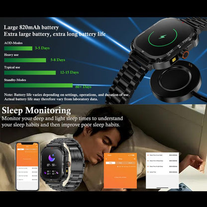 LF37 2.1 inch BT Call Smart Watch, Support Blood Oxygen / Heart Rate / Female Menstrual(Black Steel) - Smart Watches by buy2fix | Online Shopping UK | buy2fix