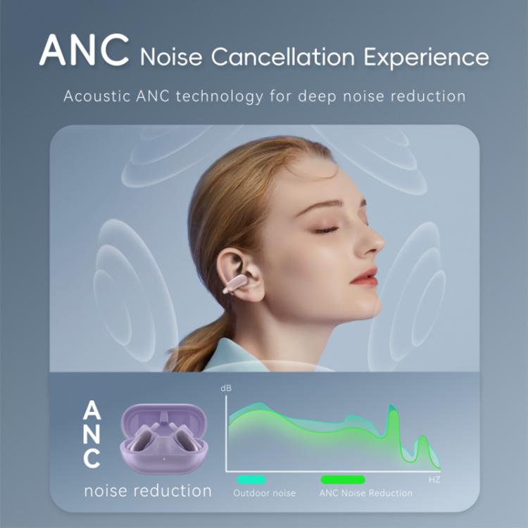 F18 Ear-Hook ANC Noise Reduction Air Conduction HIFI BT 5.4 Wireless Earphones(Purple) - TWS Earphone by buy2fix | Online Shopping UK | buy2fix