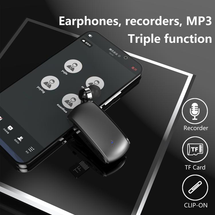K68 Card Business Collar Clip Type Single Ear Bluetooth Earphones(Blue) - TWS Earphone by buy2fix | Online Shopping UK | buy2fix