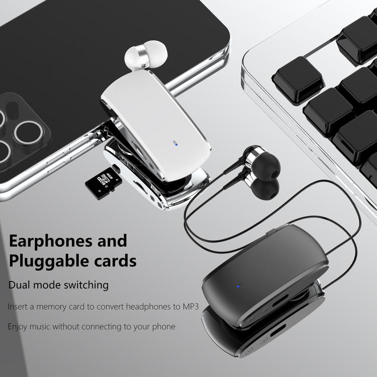 K68 Card Business Collar Clip Type Single Ear Bluetooth Earphones(Blue) - TWS Earphone by buy2fix | Online Shopping UK | buy2fix
