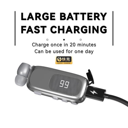 K75 Long Battery Life Business Collar Clip Type Single Ear Bluetooth Earphones(Bright Silver) - TWS Earphone by buy2fix | Online Shopping UK | buy2fix