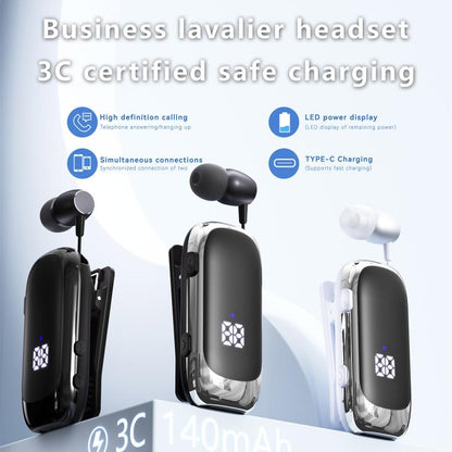 K88 Business Lavalier Single Ear Bluetooth Earphones(White Silver) - TWS Earphone by buy2fix | Online Shopping UK | buy2fix