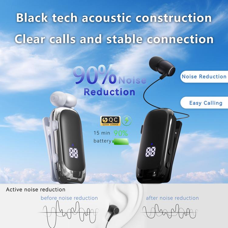 K88 Business Lavalier Single Ear Bluetooth Earphones(Black Silver) - TWS Earphone by buy2fix | Online Shopping UK | buy2fix