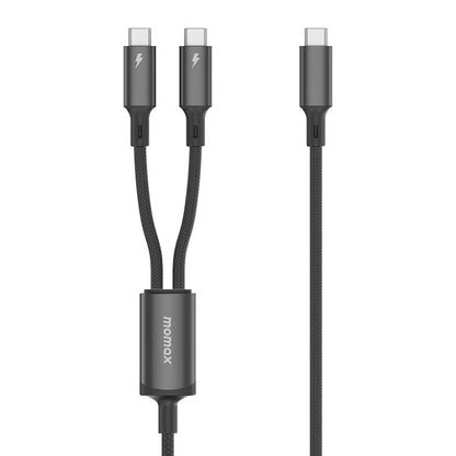 MOMAX DC85D Mag.Link 100W Type-C to Type-C 2 in 1 Magnetic Braided Data Cable, Length:1.5m(Black) - USB-C & Type-C Cable by MOMAX | Online Shopping UK | buy2fix