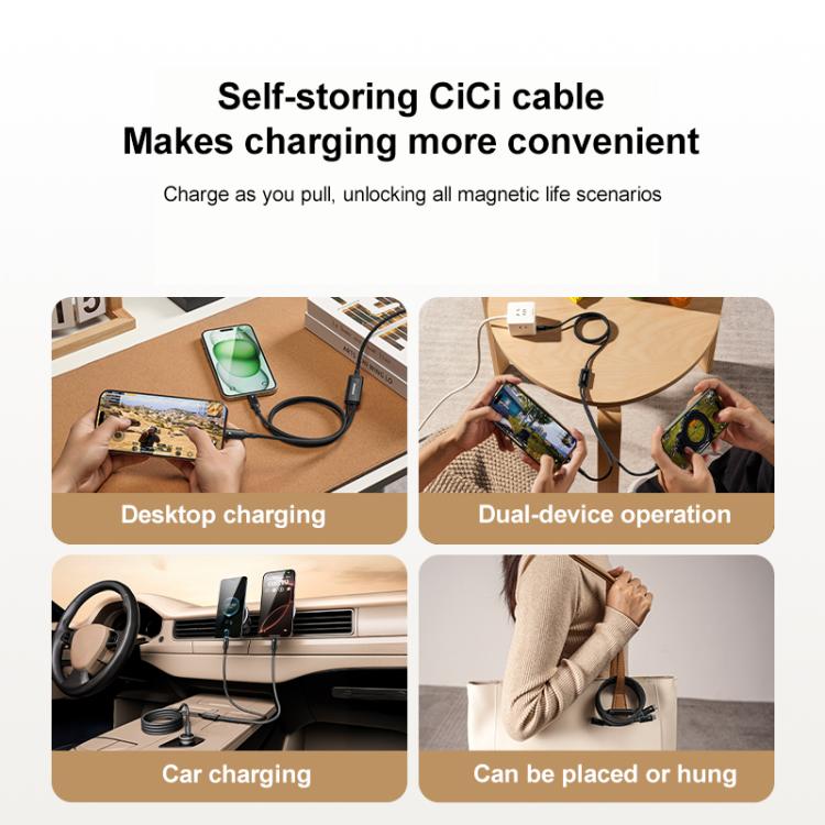 MOMAX DC85D Mag.Link 100W Type-C to Type-C 2 in 1 Magnetic Braided Data Cable, Length:1.5m(Black) - USB-C & Type-C Cable by MOMAX | Online Shopping UK | buy2fix