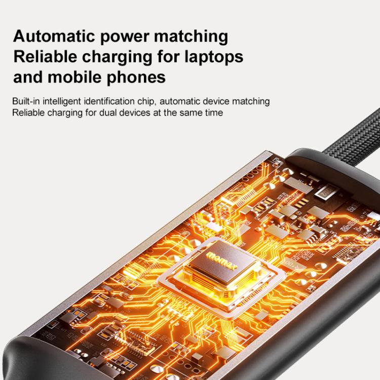 MOMAX DC85D Mag.Link 100W Type-C to Type-C 2 in 1 Magnetic Braided Data Cable, Length:1.5m(Black) - USB-C & Type-C Cable by MOMAX | Online Shopping UK | buy2fix