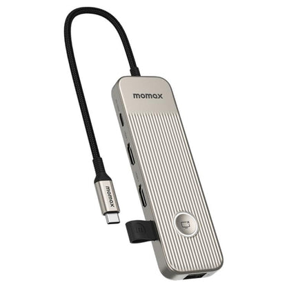 MOMAX DH19L 1-Link 9 in 1 Type-C Multifunctional HUB Adapter Docking Station(Titanium Gold) - USB HUB by MOMAX | Online Shopping UK | buy2fix