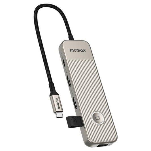 MOMAX DH19L 1-Link 9 in 1 Type-C Multifunctional HUB Adapter Docking Station(Titanium Gold) - USB HUB by MOMAX | Online Shopping UK | buy2fix
