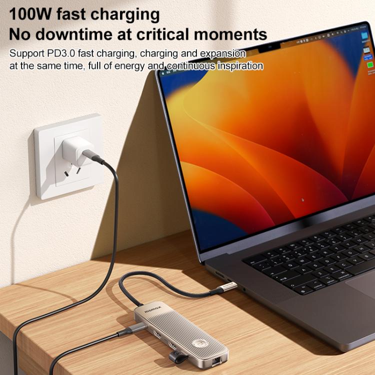 MOMAX DH19L 1-Link 9 in 1 Type-C Multifunctional HUB Adapter Docking Station(Titanium Gold) - USB HUB by MOMAX | Online Shopping UK | buy2fix