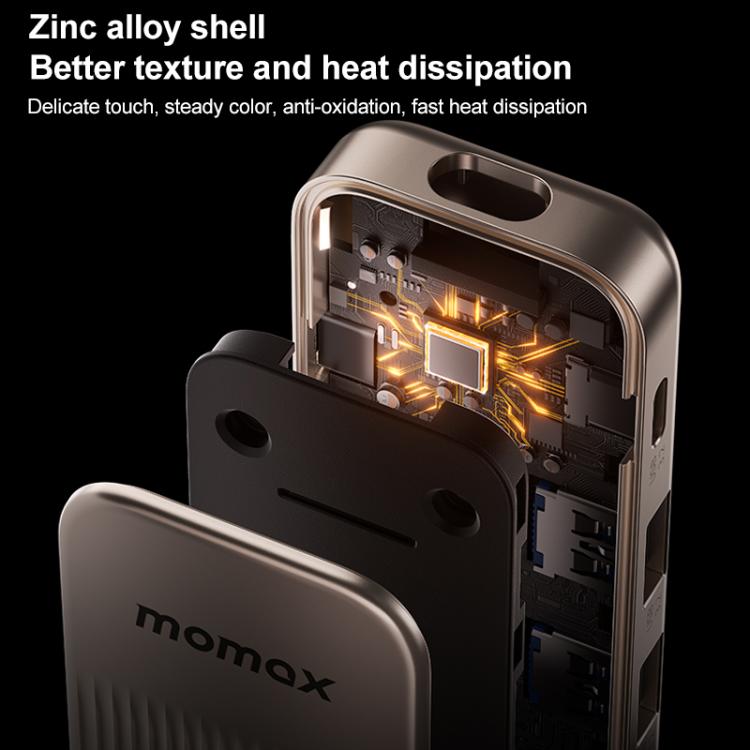 MOMAX DH19L 1-Link 9 in 1 Type-C Multifunctional HUB Adapter Docking Station(Titanium Gold) - USB HUB by MOMAX | Online Shopping UK | buy2fix