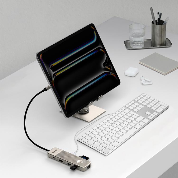 MOMAX DH19L 1-Link 9 in 1 Type-C Multifunctional HUB Adapter Docking Station(Titanium Gold) - USB HUB by MOMAX | Online Shopping UK | buy2fix