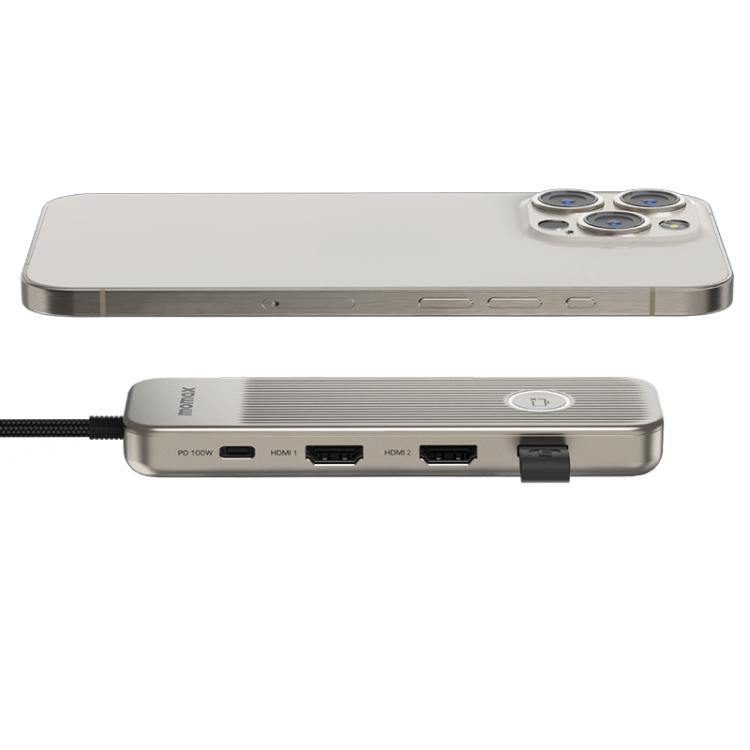 MOMAX DH19L 1-Link 9 in 1 Type-C Multifunctional HUB Adapter Docking Station(Titanium Gold) - USB HUB by MOMAX | Online Shopping UK | buy2fix