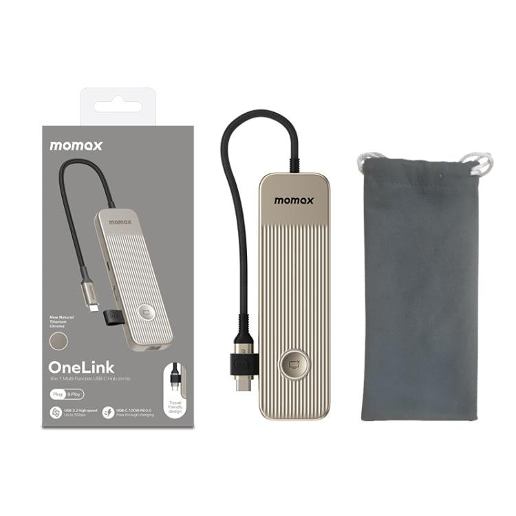 MOMAX DH19L 1-Link 9 in 1 Type-C Multifunctional HUB Adapter Docking Station(Titanium Gold) - USB HUB by MOMAX | Online Shopping UK | buy2fix