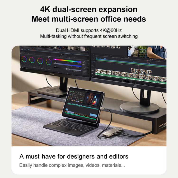 MOMAX DH19L 1-Link 9 in 1 Type-C Multifunctional HUB Adapter Docking Station(Titanium Gold) - USB HUB by MOMAX | Online Shopping UK | buy2fix