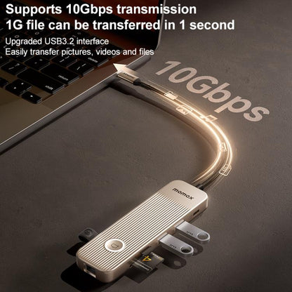MOMAX DH19L 1-Link 9 in 1 Type-C Multifunctional HUB Adapter Docking Station(Titanium Gold) - USB HUB by MOMAX | Online Shopping UK | buy2fix
