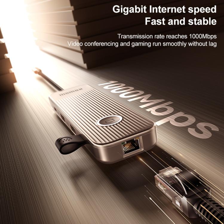 MOMAX DH19L 1-Link 9 in 1 Type-C Multifunctional HUB Adapter Docking Station(Titanium Gold) - USB HUB by MOMAX | Online Shopping UK | buy2fix