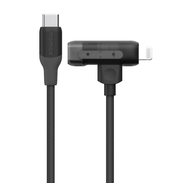 MOMAX DL56 1-Link Flow 60W Type-C to Type-C and 8 Pin Fast Charging Cable, Length:1.5m(Black) - 2 in 1 Cable by MOMAX | Online Shopping UK | buy2fix