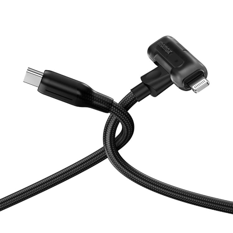 MOMAX DL56 1-Link Flow 60W Type-C to Type-C and 8 Pin Fast Charging Cable, Length:1.5m(Black) - 2 in 1 Cable by MOMAX | Online Shopping UK | buy2fix