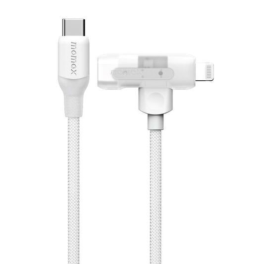 MOMAX DL56 1-Link Flow 60W Type-C to Type-C and 8 Pin Fast Charging Cable, Length:1.5m(White) - 2 in 1 Cable by MOMAX | Online Shopping UK | buy2fix