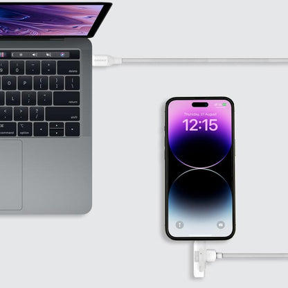 MOMAX DL56 1-Link Flow 60W Type-C to Type-C and 8 Pin Fast Charging Cable, Length:1.5m(White) - 2 in 1 Cable by MOMAX | Online Shopping UK | buy2fix