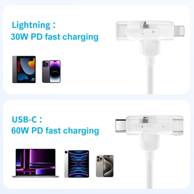 MOMAX DL56 1-Link Flow 60W Type-C to Type-C and 8 Pin Fast Charging Cable, Length:1.5m(Black) - 2 in 1 Cable by MOMAX | Online Shopping UK | buy2fix