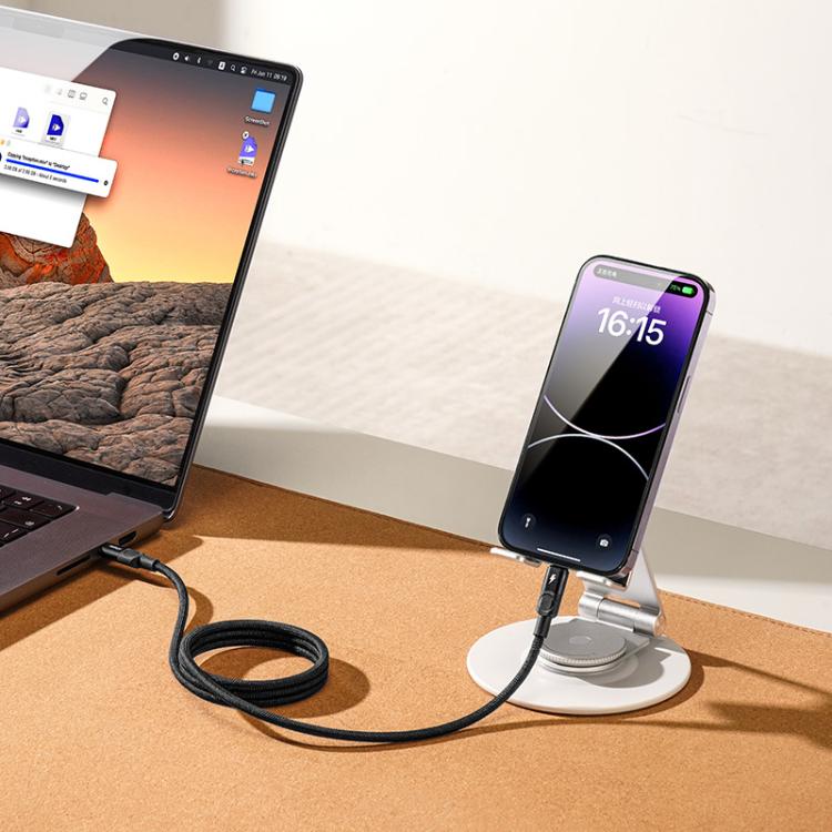 MOMAX DL57D Mag.Link 60W Type-C to 8 Pin Magnetic Braided Fast Charging Data Cable, Length:1m(Black) - 2 in 1 Cable by MOMAX | Online Shopping UK | buy2fix