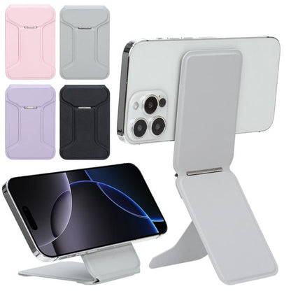 I-Shaped Phone Holder Leather Card Bag(Grey) - Adhesive Card Holders by buy2fix | Online Shopping UK | buy2fix
