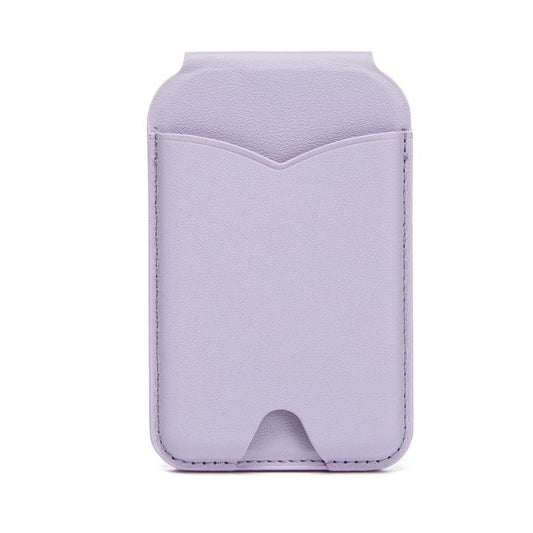 Hinge Mirror Phone Holder Leather Card Bag(Lilac Purple) - Adhesive Card Holders by buy2fix | Online Shopping UK | buy2fix