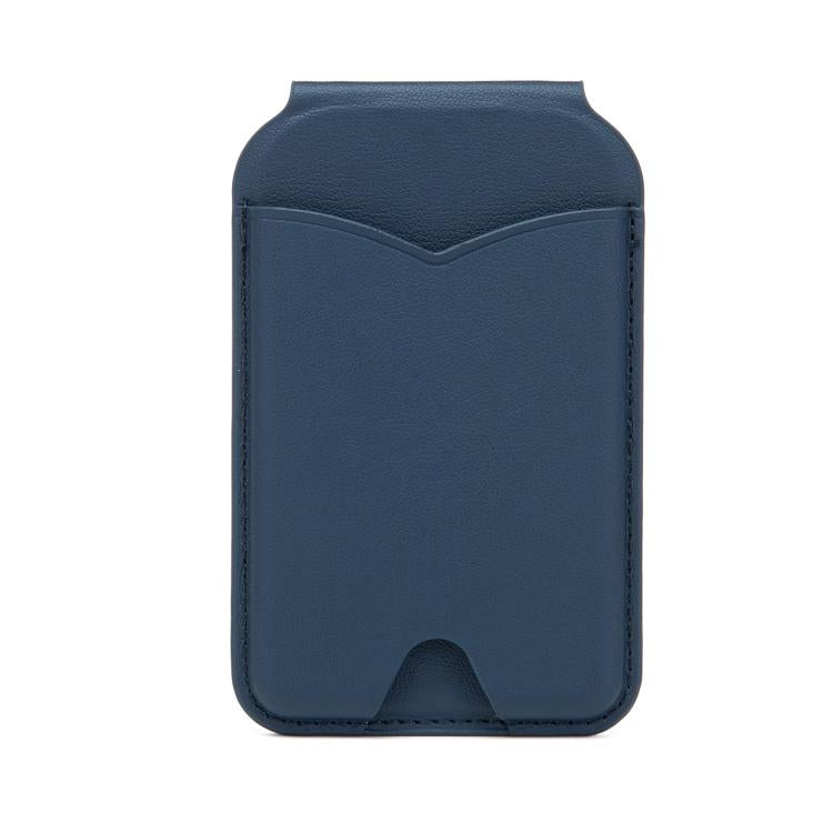 Hinge Mirror Phone Holder Leather Card Bag(Dark Blue) - Adhesive Card Holders by buy2fix | Online Shopping UK | buy2fix